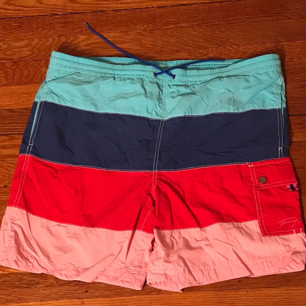 Vntg Tommy Hilfiger men’s swim trunks block color